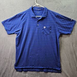 B Draddy Polo Mens Large Blue Striped Golf KCCC Kansas City Country Club Shirt
